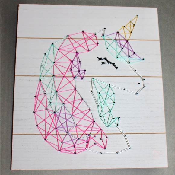 Unicorn string art wooden wall plaque NWT - Picture 7 of 16